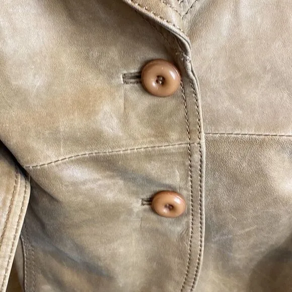 Soia &amp; kyo 100% genuine butter leather jacket belted size 38 double button brown