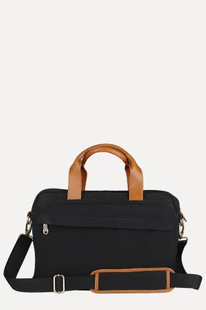 Solid Canvas Laptop Bag With Sling