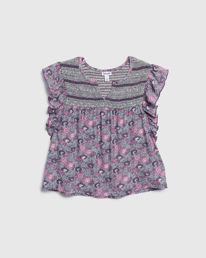 Splendid Kid Festival Ruffle Tee Thistle