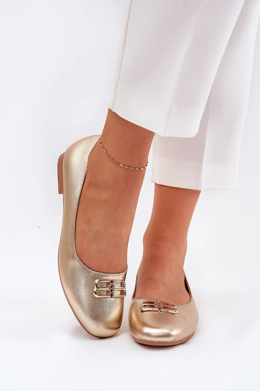 Step in Style Golden Ballet Flat Shoes