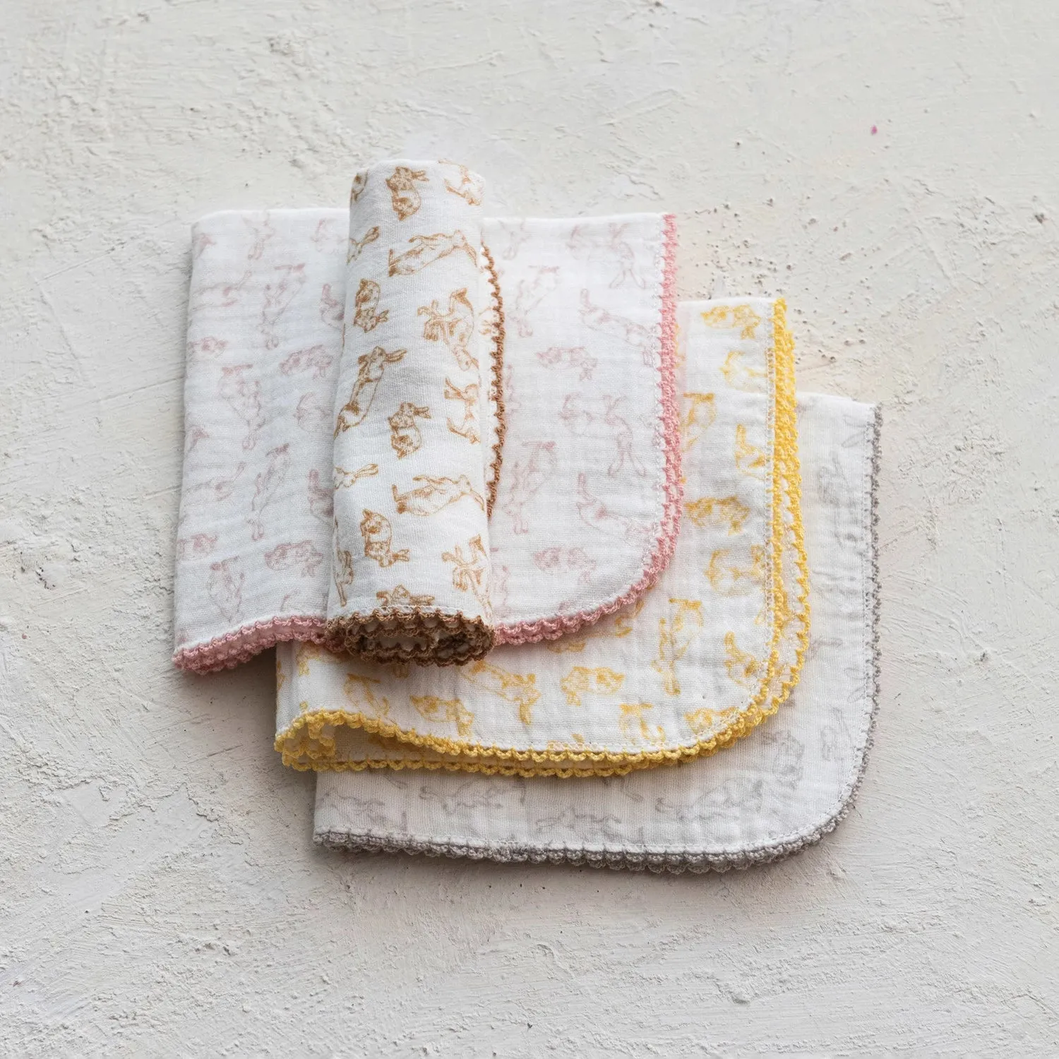Stitched Bunnies Cotton Burp Cloth