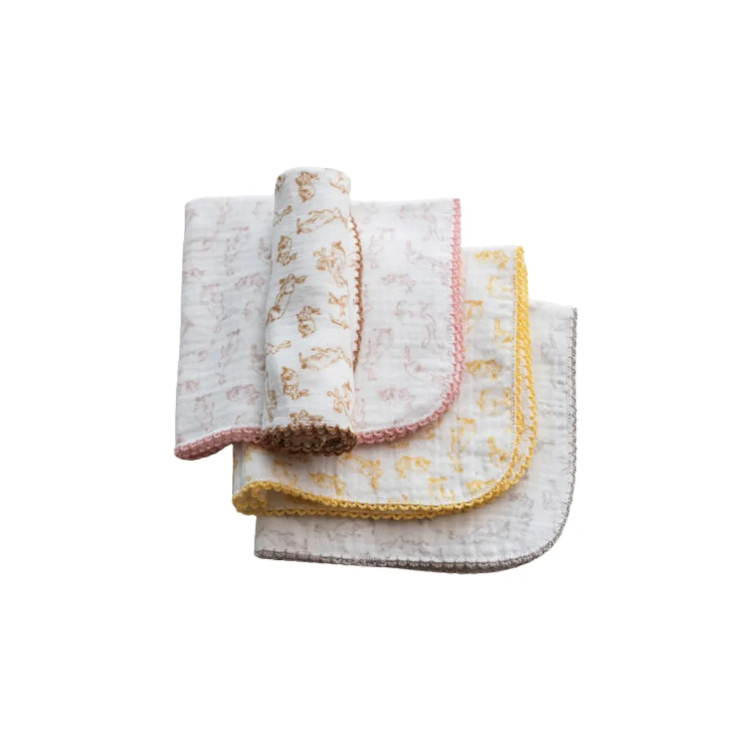 Stitched Bunnies Cotton Burp Cloth