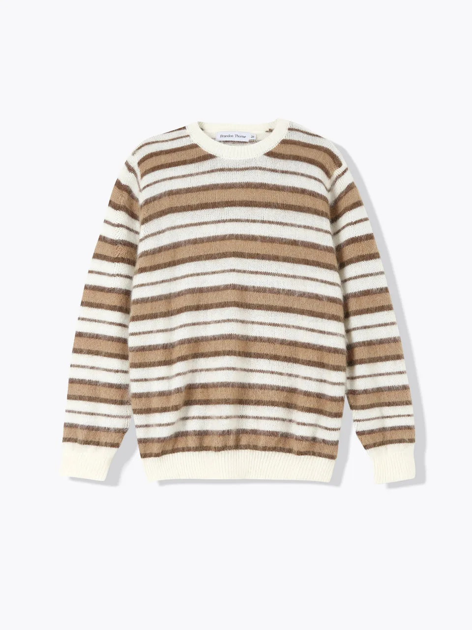 Striped Mohair Knit Sweater-Mocha