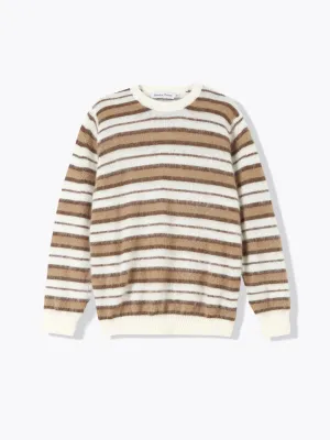 Striped Mohair Knit Sweater-Mocha