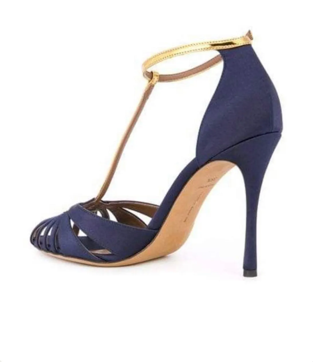 Tabitha Simmons Chelsea Navy Satin/Gold Specchil