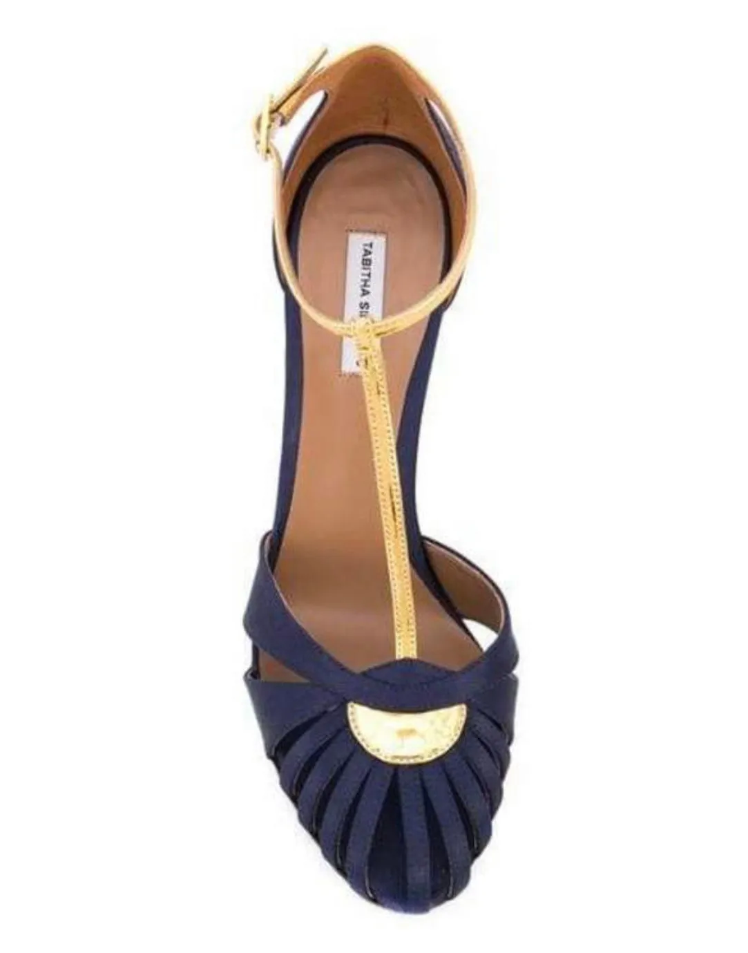 Tabitha Simmons Chelsea Navy Satin/Gold Specchil