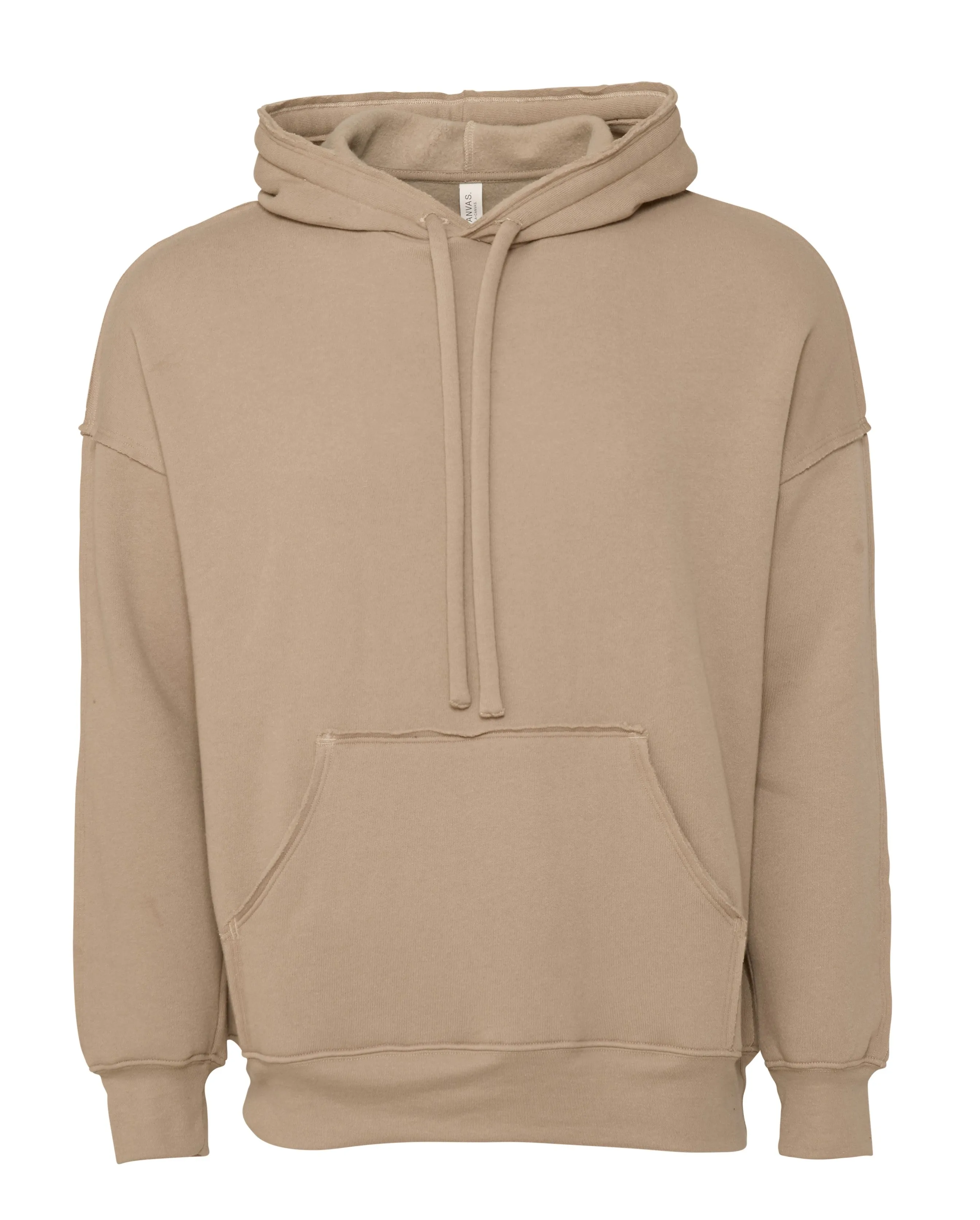 Tan Raw Seam Hoodie- LARGE LOGO BACK