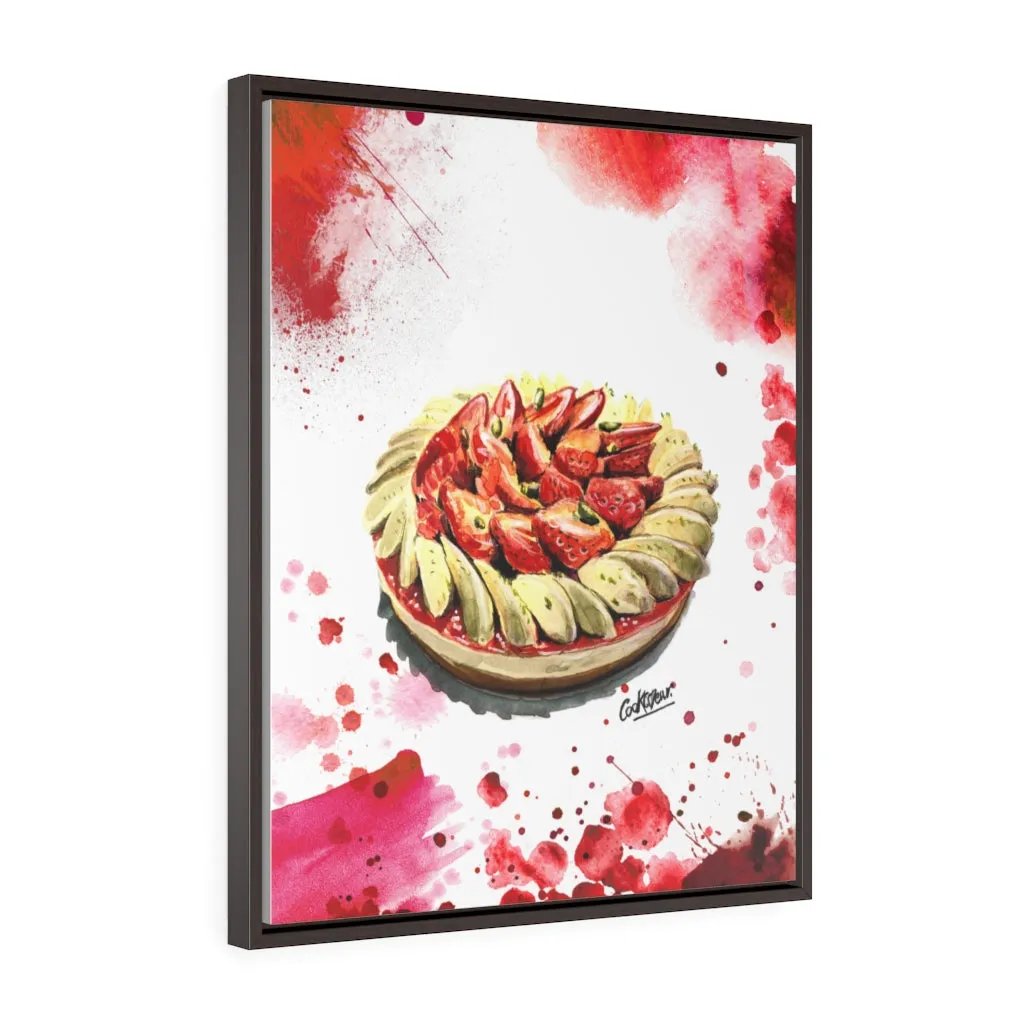 Tarte Aux Fraises Watercolor Large Framed Canvas
