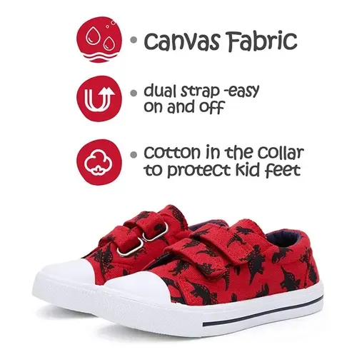 Toddler Sneakers for Boys and Girls Red Dinosaur - KKOMFORME