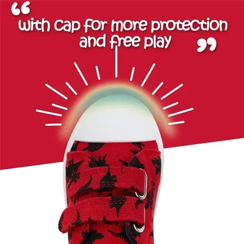 Toddler Sneakers for Boys and Girls Red Dinosaur - KKOMFORME