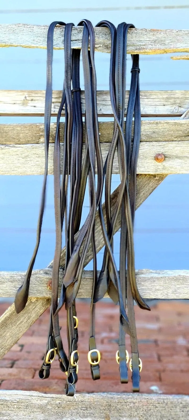 Toprail Equine Reins Soft Folded Leather Split with Popper Ends