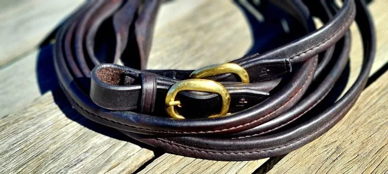 Toprail Equine Reins Soft Folded Leather Split with Popper Ends