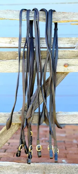 Toprail Equine Reins Soft Folded Leather Split with Popper Ends