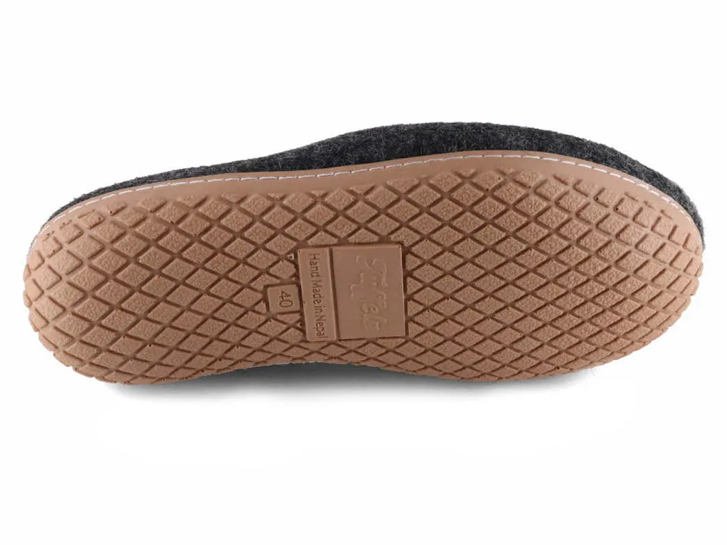 Tuffeln natural felt Slippers 'Pantuffel', graphite