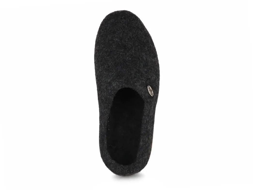 Tuffeln natural felt Slippers 'Pantuffel', graphite