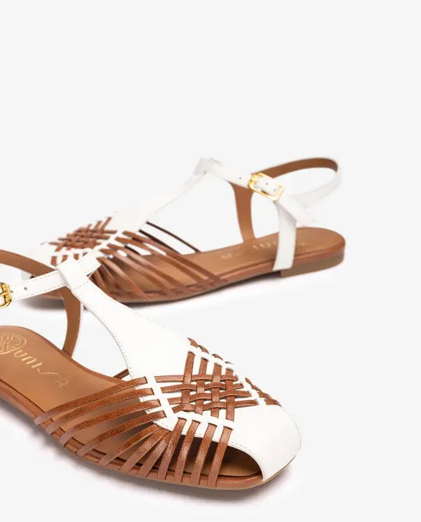 Unisa - Babic White and Tan Leather Sandal