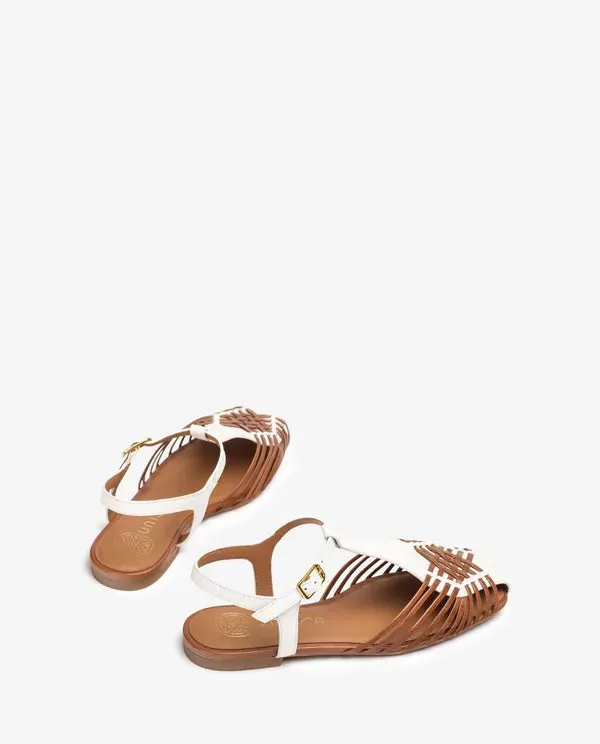 Unisa - Babic White and Tan Leather Sandal