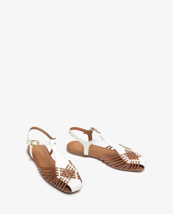Unisa - Babic White and Tan Leather Sandal