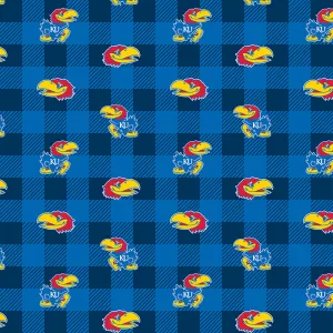 UNIVERSITY OF KANSAS-Buffalo Plaid Fleece-100% Polyester-KS1190