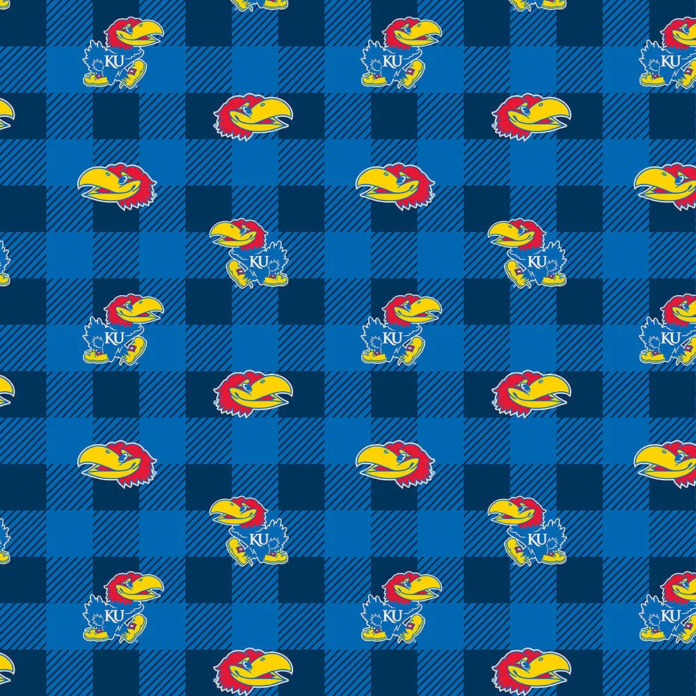 UNIVERSITY OF KANSAS-Buffalo Plaid Fleece-100% Polyester-KS1190