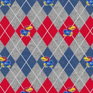 UNIVERSITY OF KANSAS-Heather Argyle Fleece-100% Polyester-KS1148