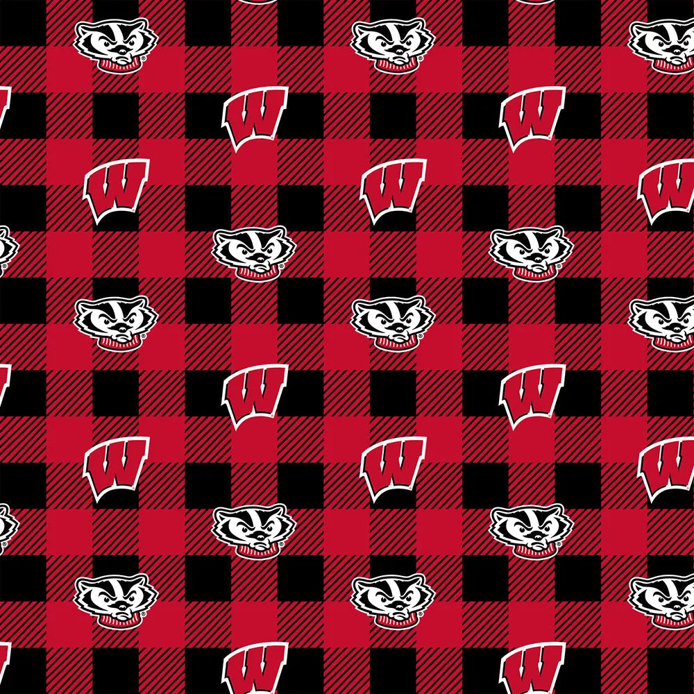 UNIVERSITY OF WISCONSIN-Buffalo Plaid Fleece-100% Polyester-WIS1190