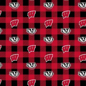 UNIVERSITY OF WISCONSIN-Buffalo Plaid Fleece-100% Polyester-WIS1190