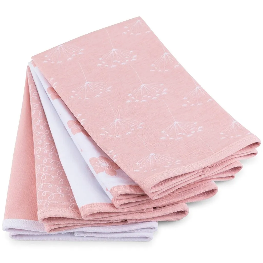Waterproof Reversible Burp Cloth Set of 5 - Pink