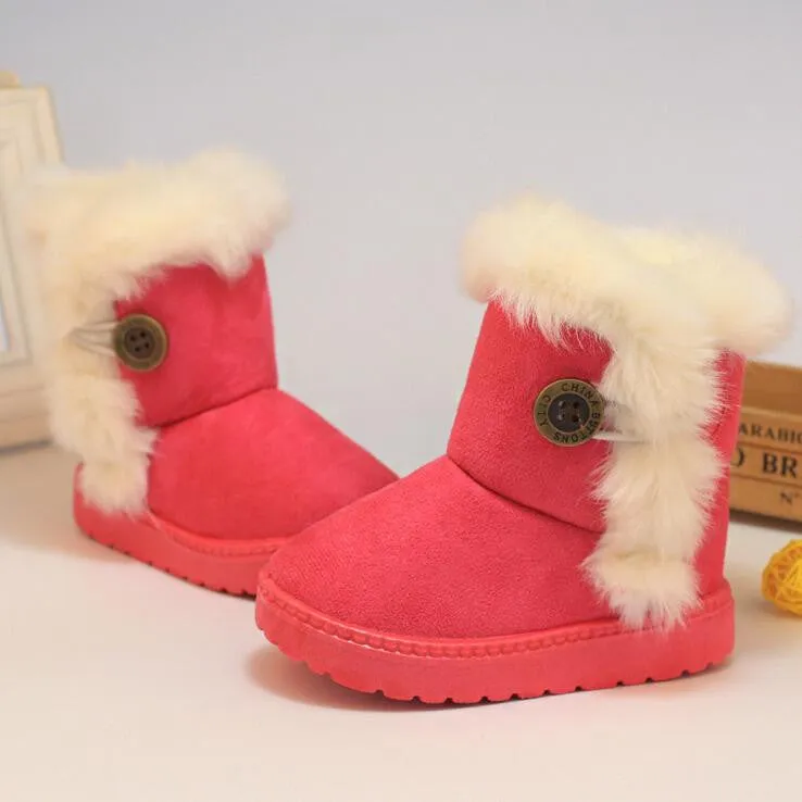 Winter Children Boots Thick Warm Shoes Cotton-Padded Suede Buckle Boys Girls Boots Boys Kids Shoes Insoles 13.5-20.5CM