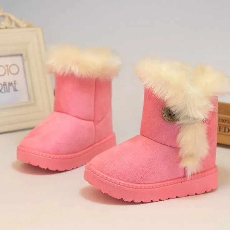Winter Children Boots Thick Warm Shoes Cotton-Padded Suede Buckle Boys Girls Boots Boys Kids Shoes Insoles 13.5-20.5CM