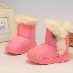 Winter Children Boots Thick Warm Shoes Cotton-Padded Suede Buckle Boys Girls Boots Boys Kids Shoes Insoles 13.5-20.5CM