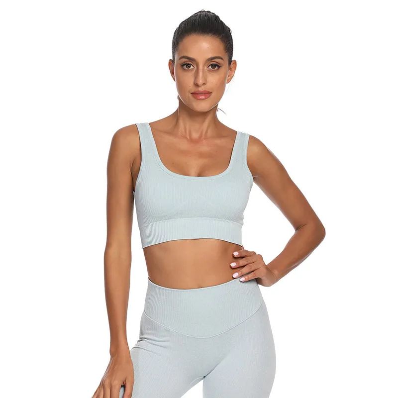 Women's Yoga Outfits 2 Piece High Waisted Leggings with Sports Bra Gym Clothes Sets