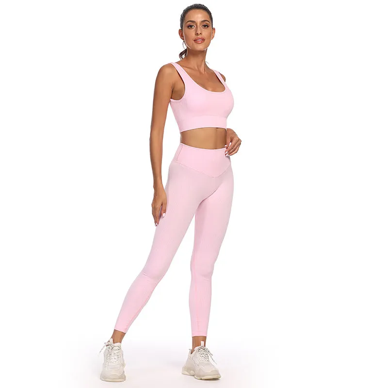 Women's Yoga Outfits 2 Piece High Waisted Leggings with Sports Bra Gym Clothes Sets