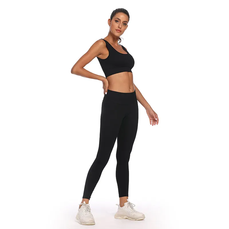 Women's Yoga Outfits 2 Piece High Waisted Leggings with Sports Bra Gym Clothes Sets