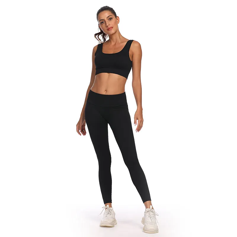 Women's Yoga Outfits 2 Piece High Waisted Leggings with Sports Bra Gym Clothes Sets