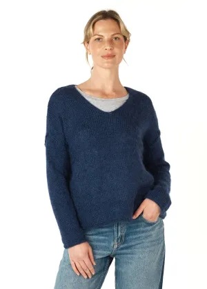 ZAKET & PLOVER Mohair V Jumper - Midnight