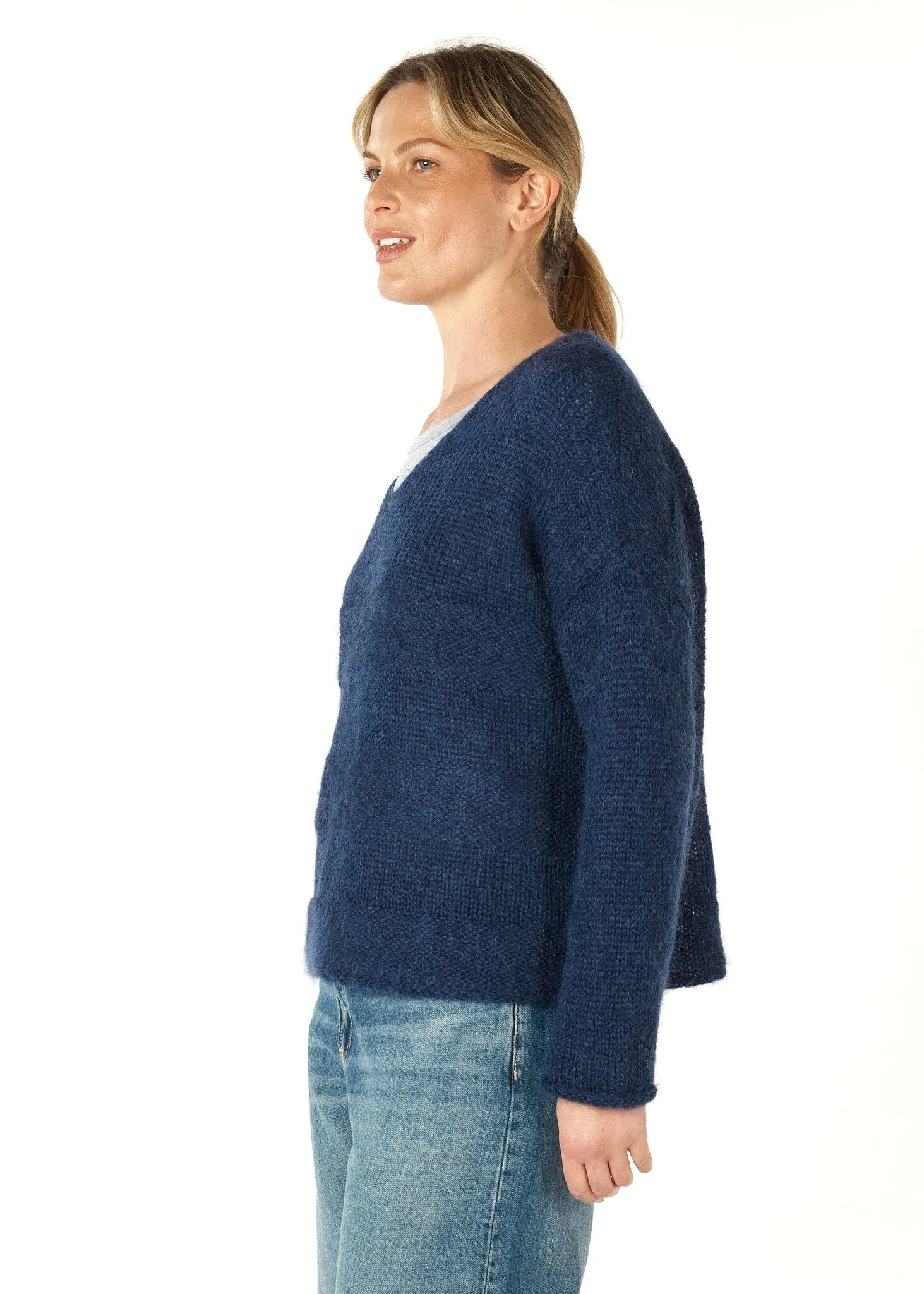 ZAKET & PLOVER Mohair V Jumper - Midnight
