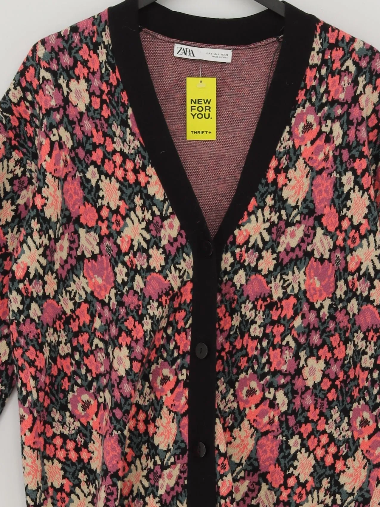 Zara Women's Cardigan S Multi Viscose with Nylon, Polyester